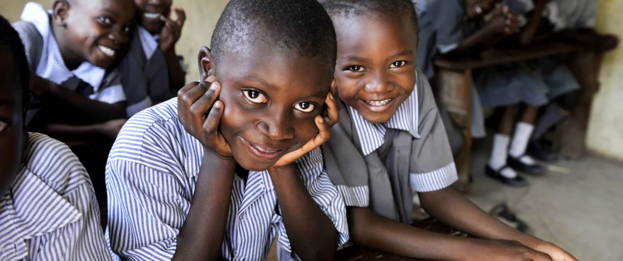 Young children attending class at a primary school in Kenya