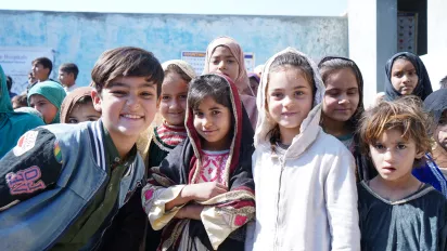 School children at the brick kiln in Islamabad.