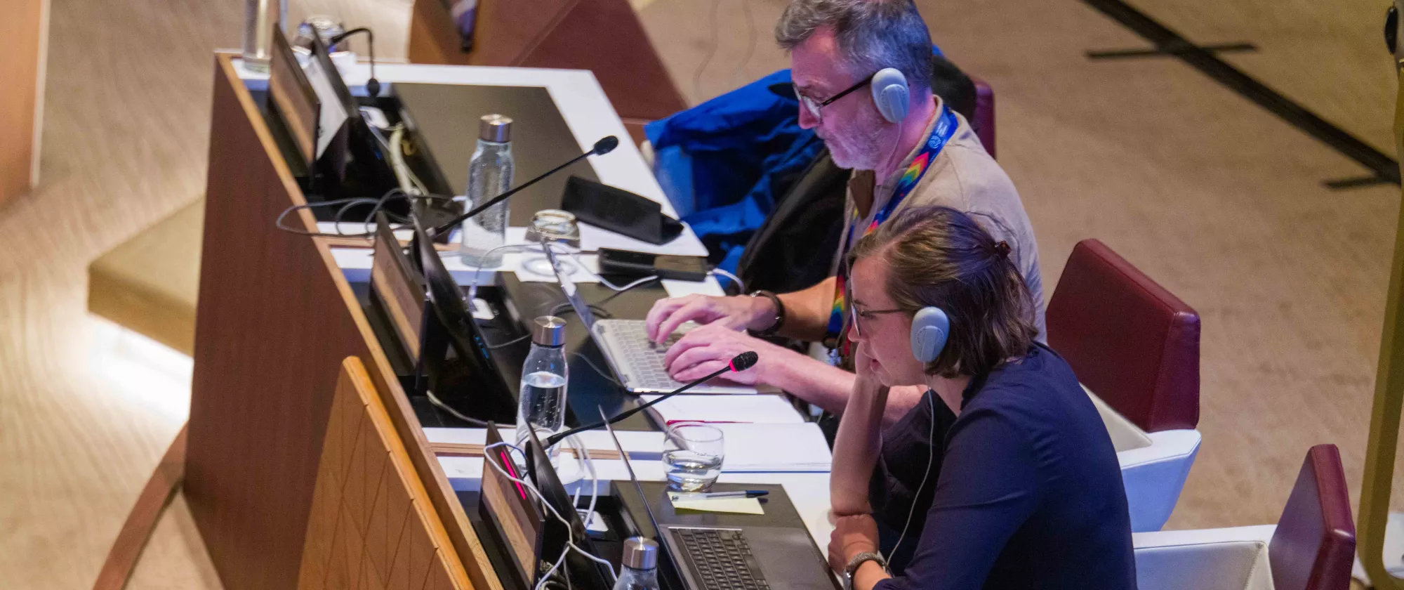 Note takers at the International Labour Conference