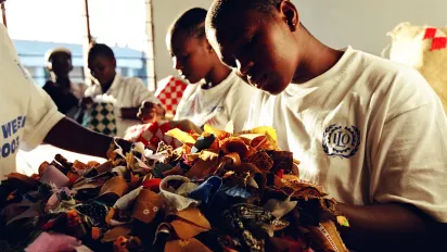 Child workers that  have been withdrawn from domestic service work at a desk